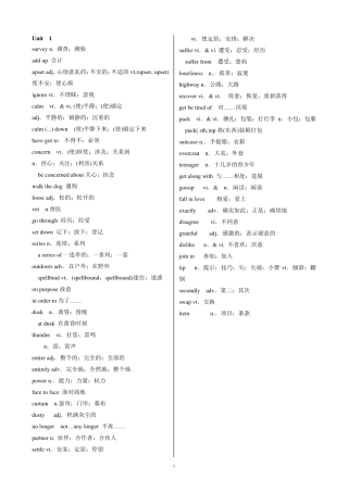 人教版高中英语必修1单词表