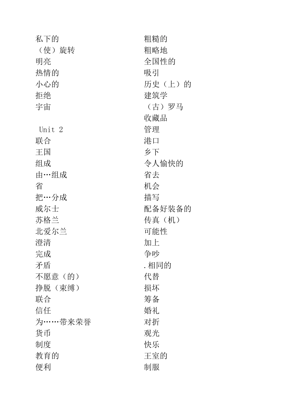 人教版高中英语必修5单词+汉语表_第2页