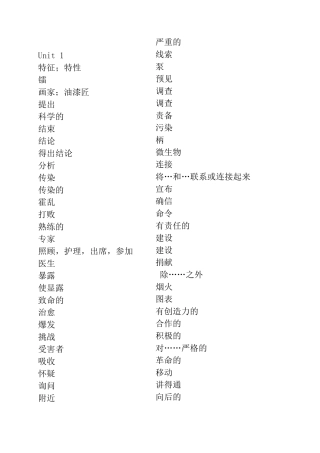 人教版高中英语必修5单词+汉语表
