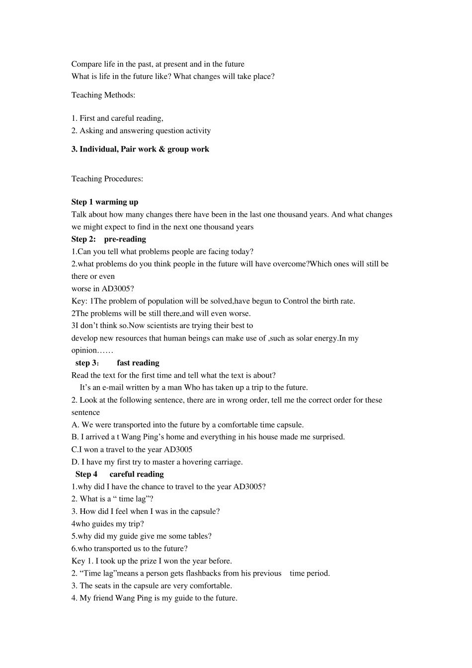 人教版高中英语必修5教案Unit3LifeintheFuture_第2页