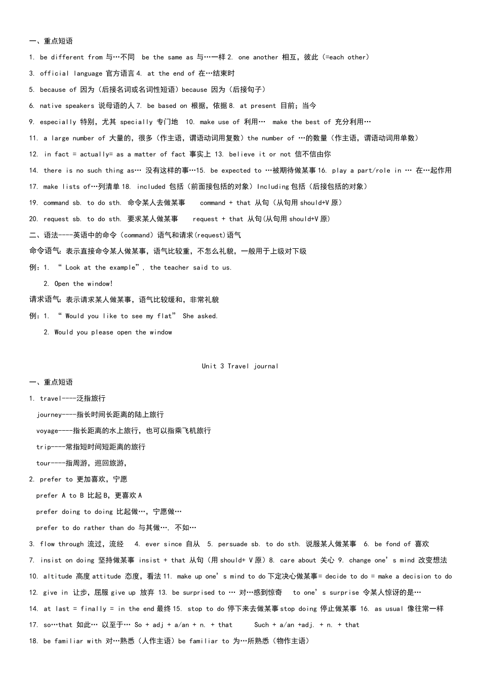人教版高中英语必修一知识点+语法总结_第3页