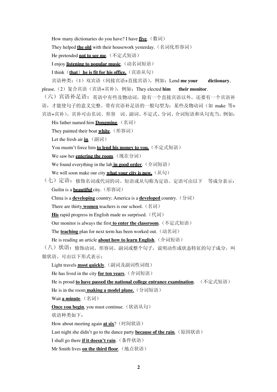 人教版高中英语语法一——句子成分_第2页