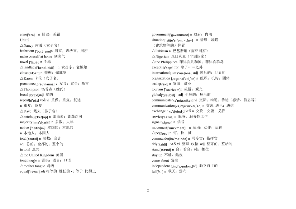 人教版高中英语词汇表(有音标)_第2页