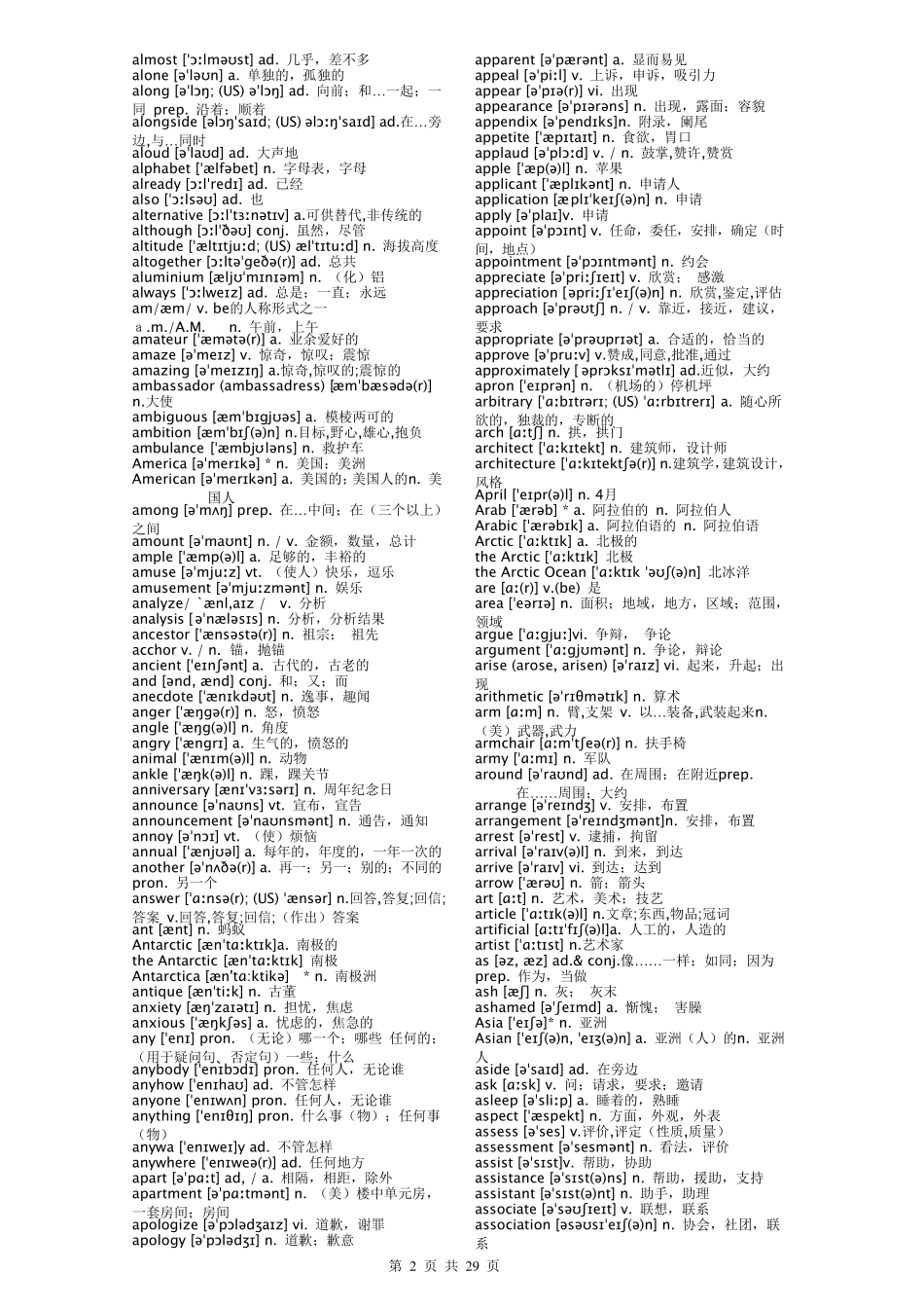 人教版高中英语词汇3500词带音标_第2页