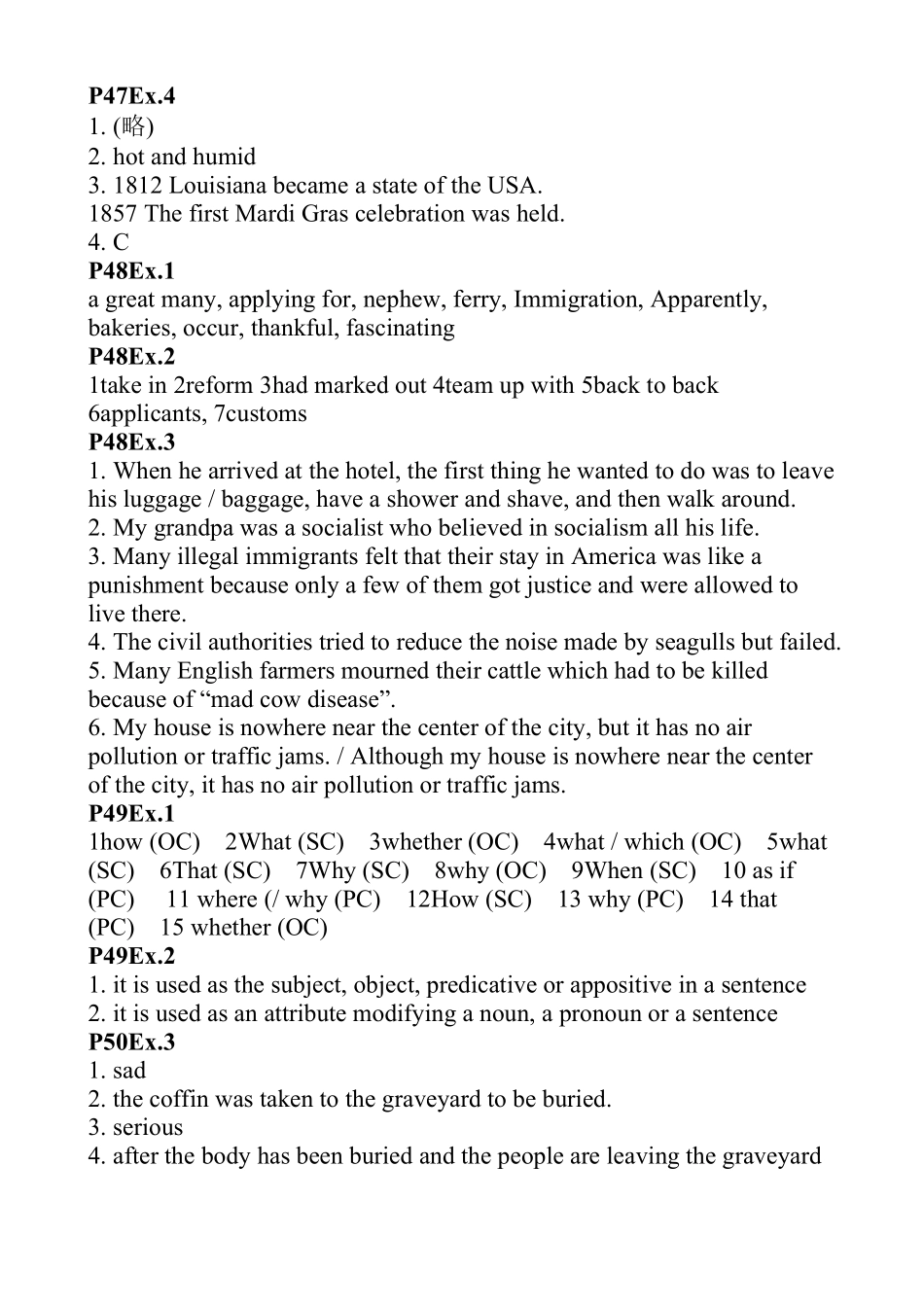 人教版高中英语选修8课本练习答案_第3页