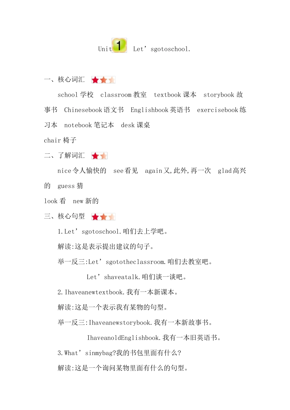 人教精通版英语三年级下册全册单元知识点归纳与整理_第1页