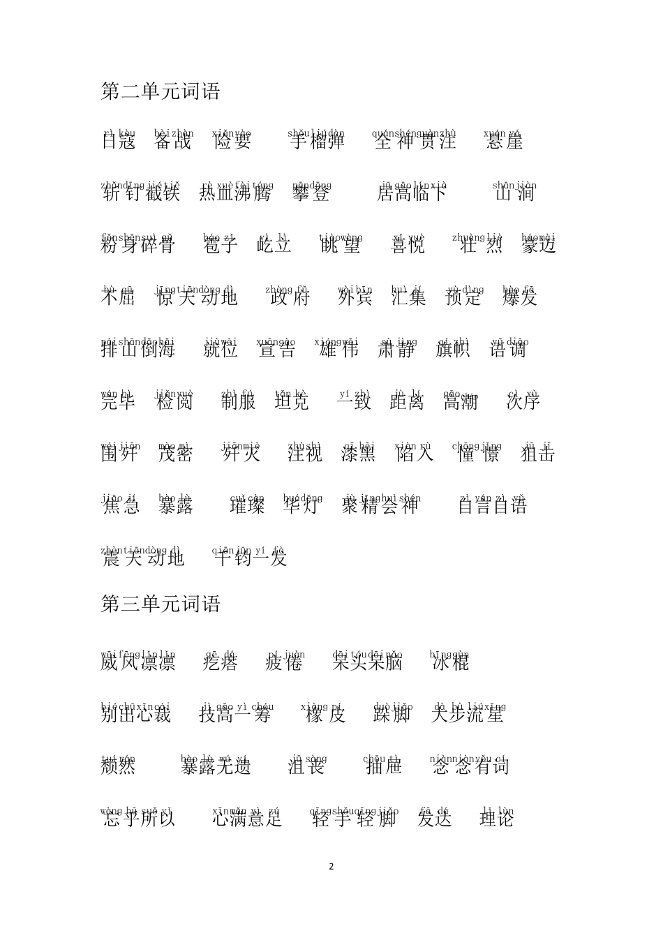 人教部编版六上语文词语归纳带拼音_第2页