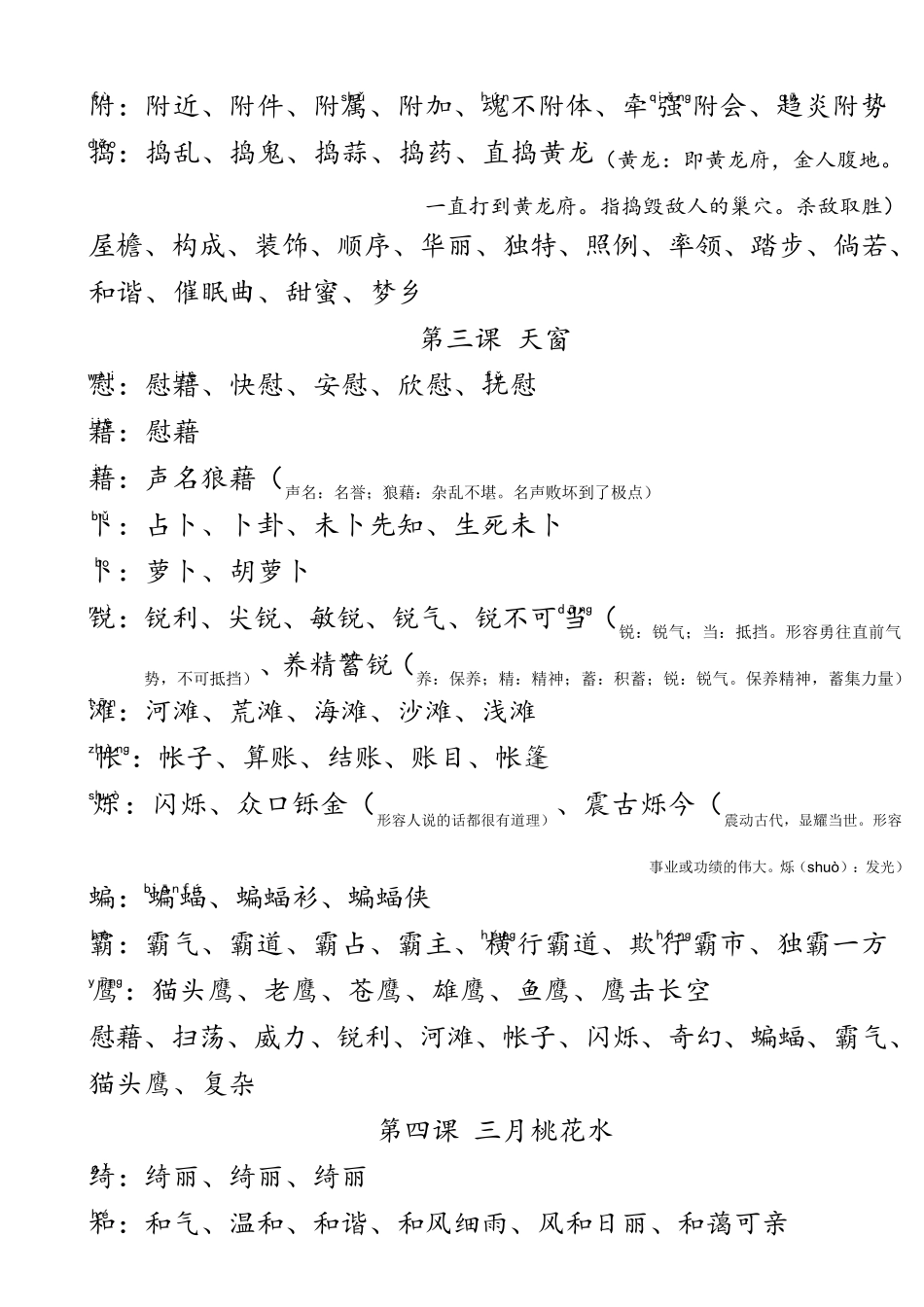 人教部编语文四年级下册生字组词带拼音成语_第3页