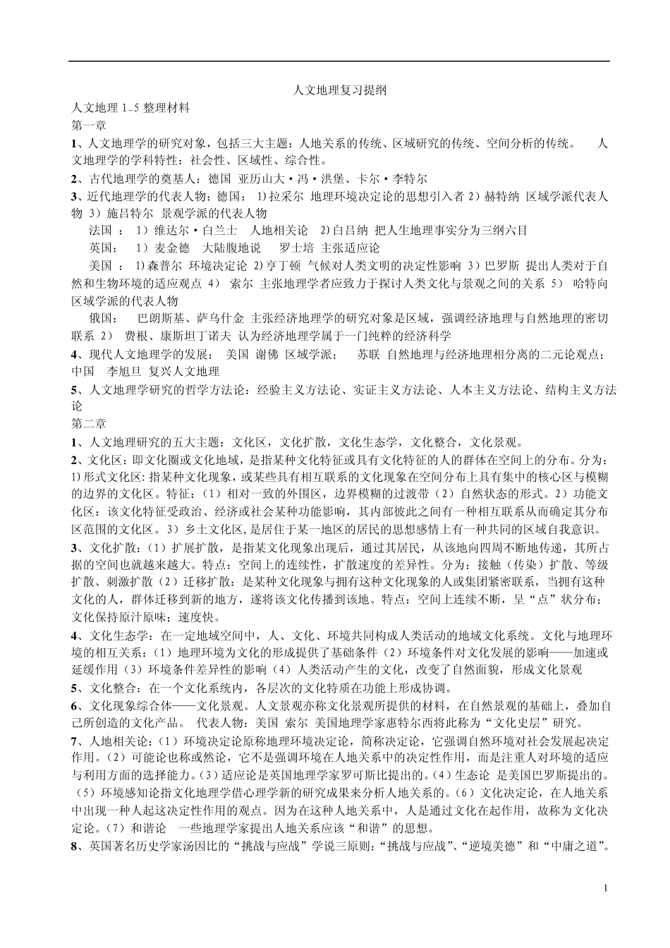 人文地理考研复习最全名词解释真题_第1页