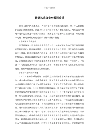 计算机系统安全漏洞分析