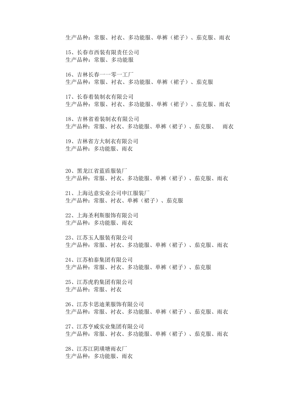 人民警察服装生产企业目录_第2页
