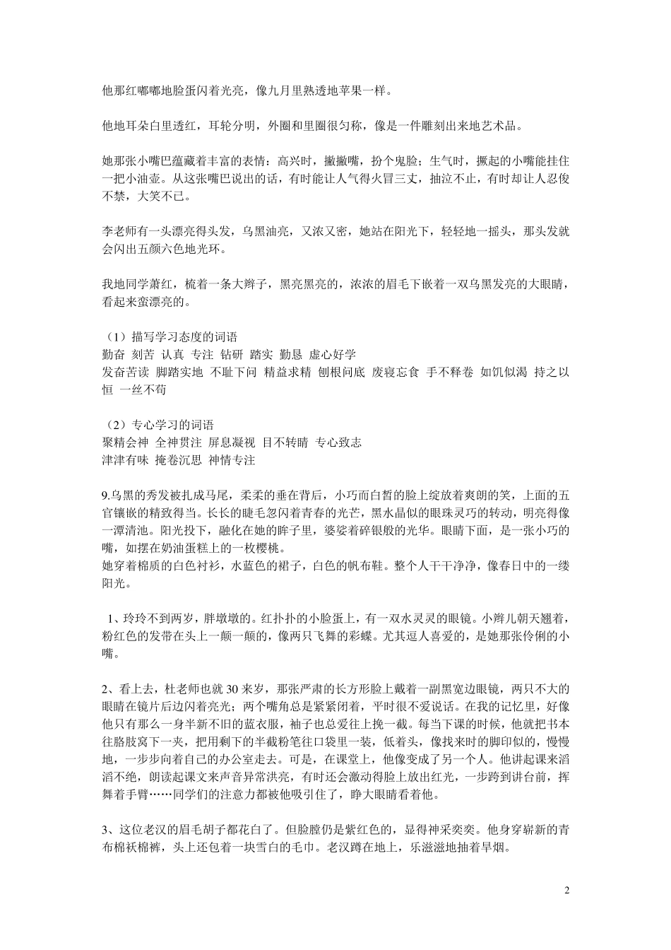 人物外貌描写优美句段_第2页