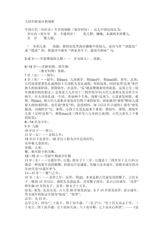 人的年龄划分和别称