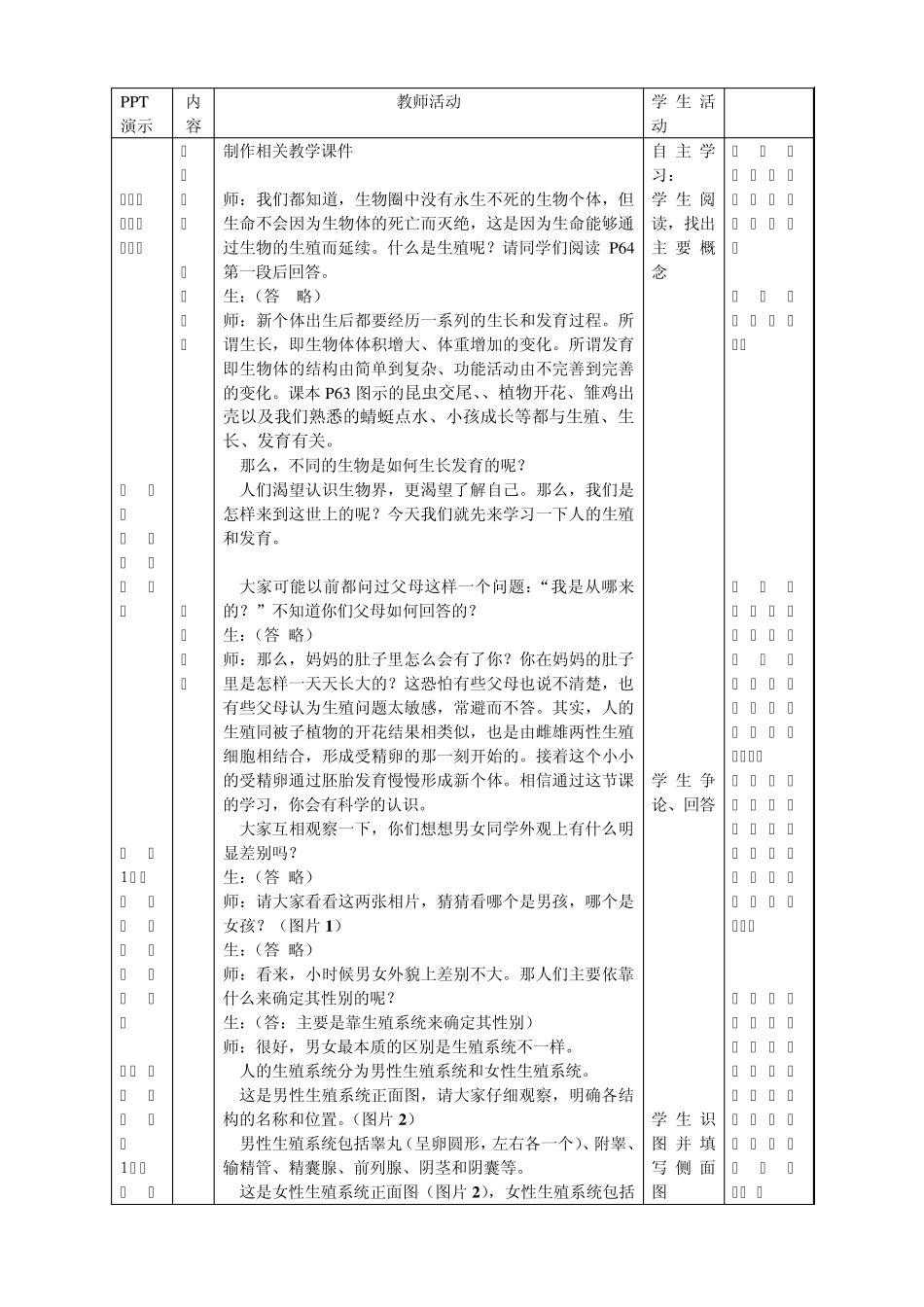 人的生殖和发育教学设计_第2页
