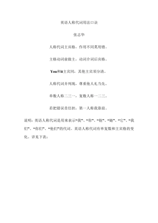 人称代词主宾格