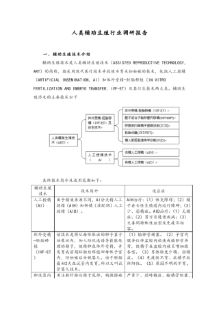 人类辅助生殖行业调研报告