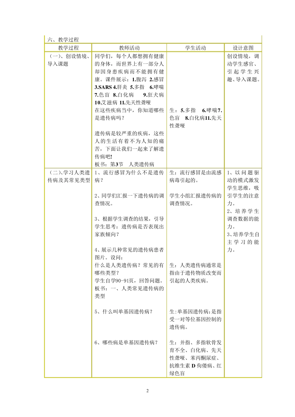 人类遗传病教学设计_第2页