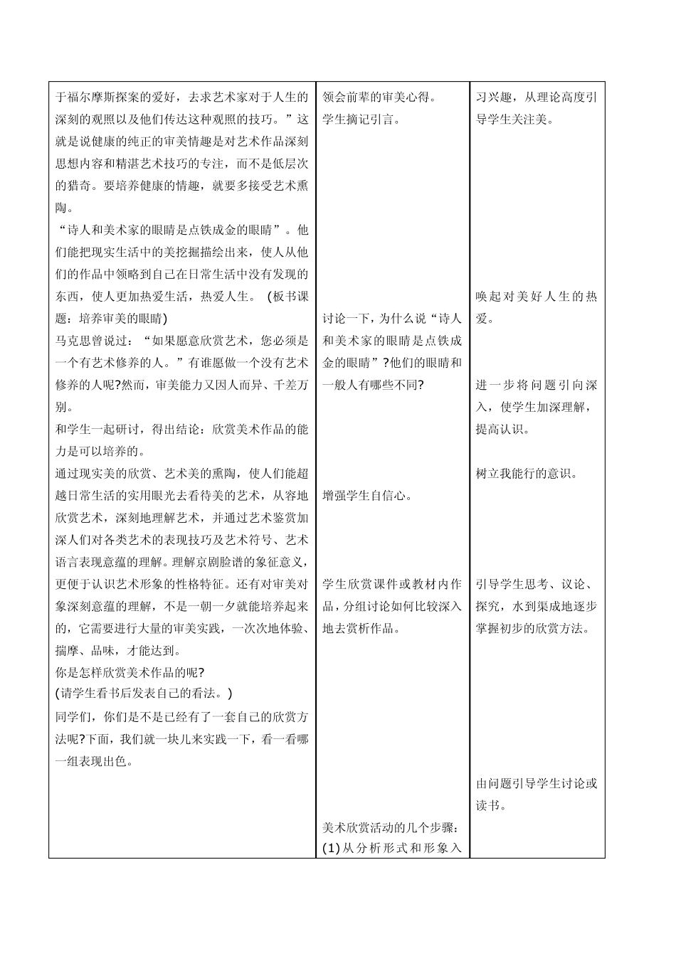 人美版《美术鉴赏》说课稿教学设计参考_第3页