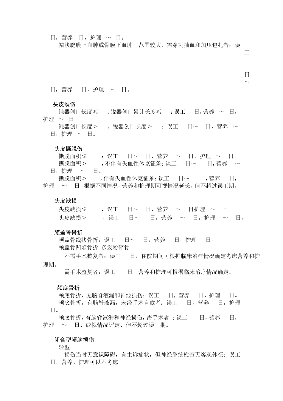 人身损害受伤人员误工期、营养期、护理期评定准则1范围本标准规定_第2页