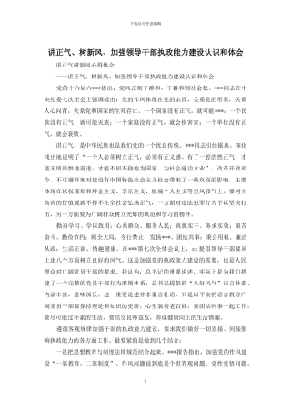 讲正气、树新风、加强领导干部执政能力建设认识和体会