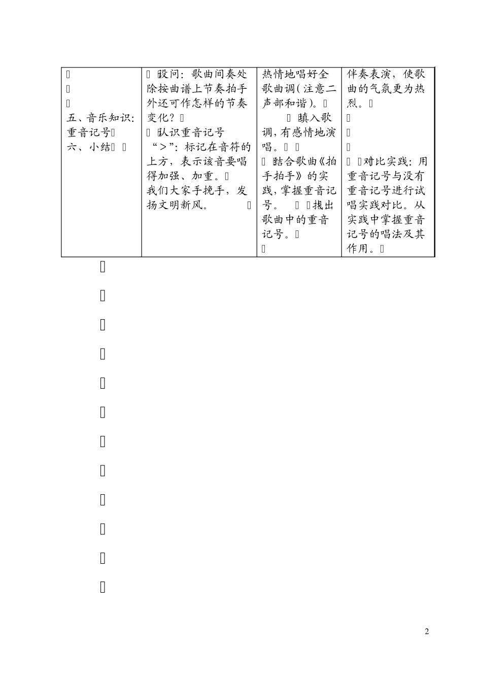 人音版小学音乐四年级下册教案表格版_第3页