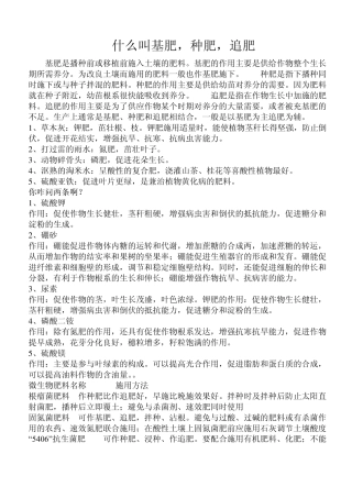 什么叫基肥,种肥,追肥