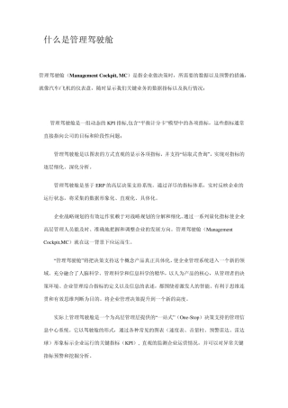 什么是管理驾驶舱