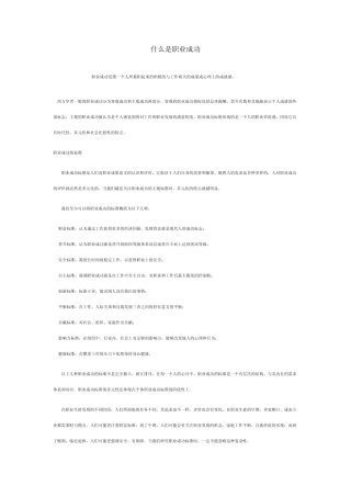 什么是职业成功