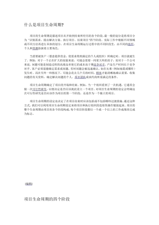 什么是项目生命周期