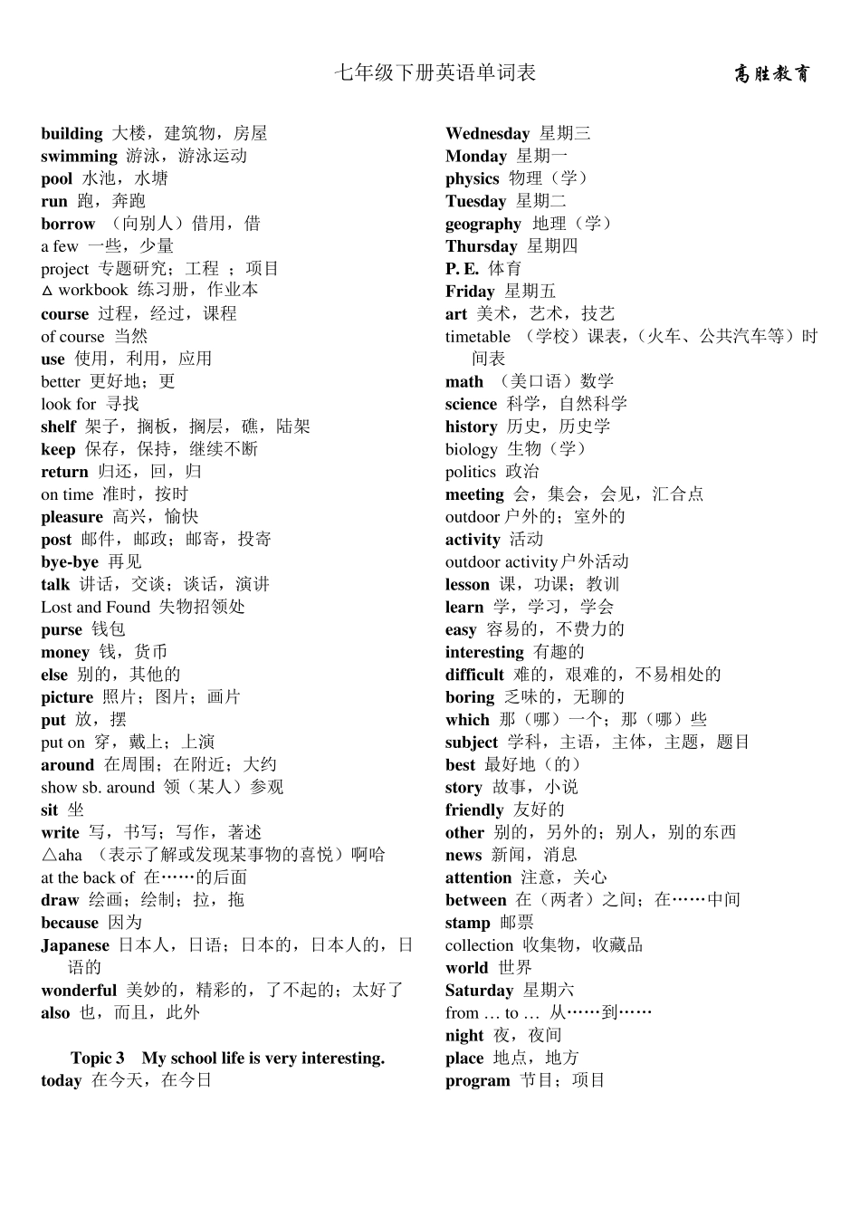 仁爱七年级下册英语单词表_第2页