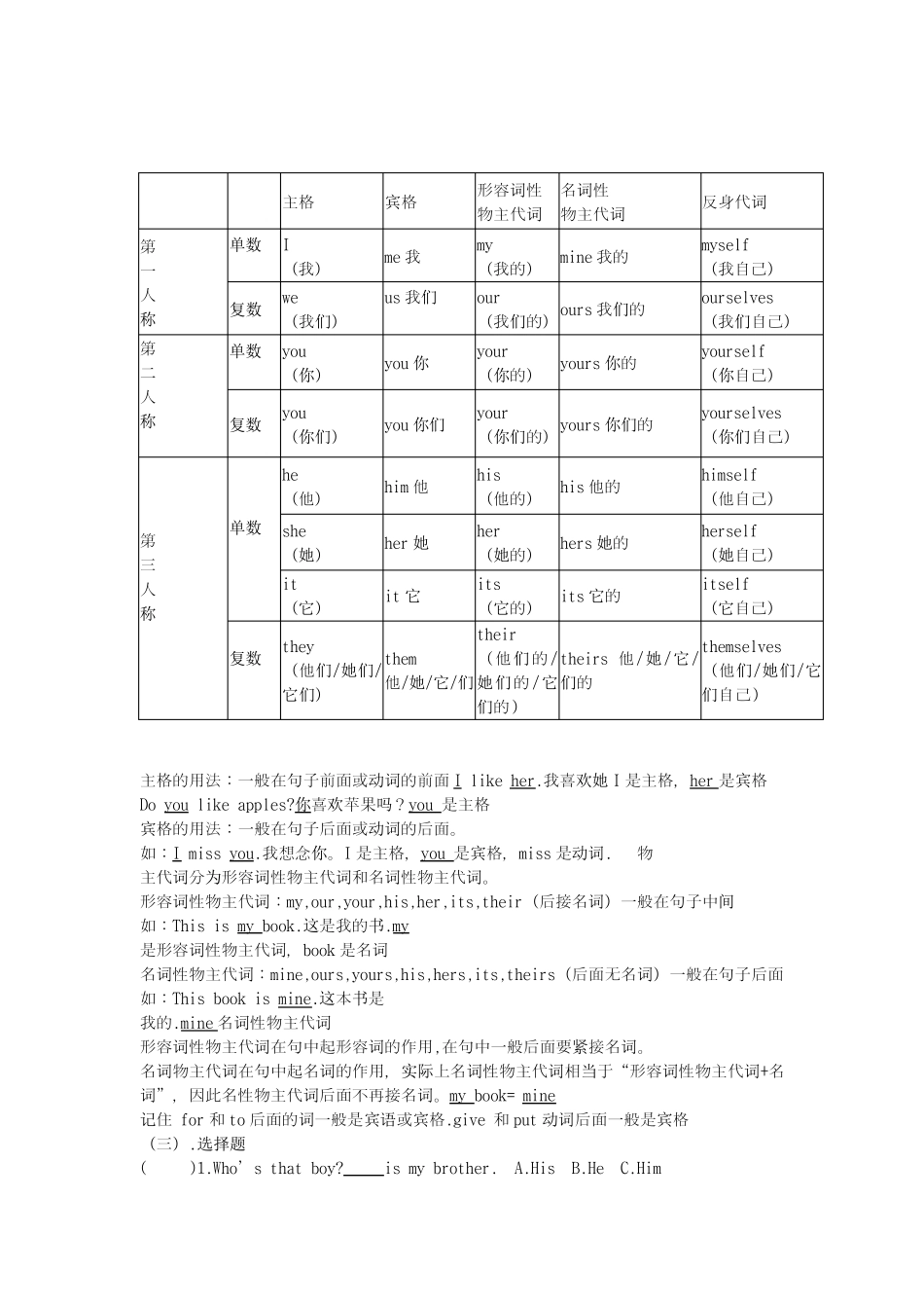 仁爱版七年级英语上册语法归纳及练习_第3页