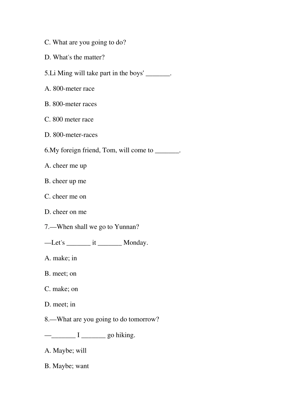 仁爱版八年级英语上册单元检测Unit1Topic3话题检测_第2页