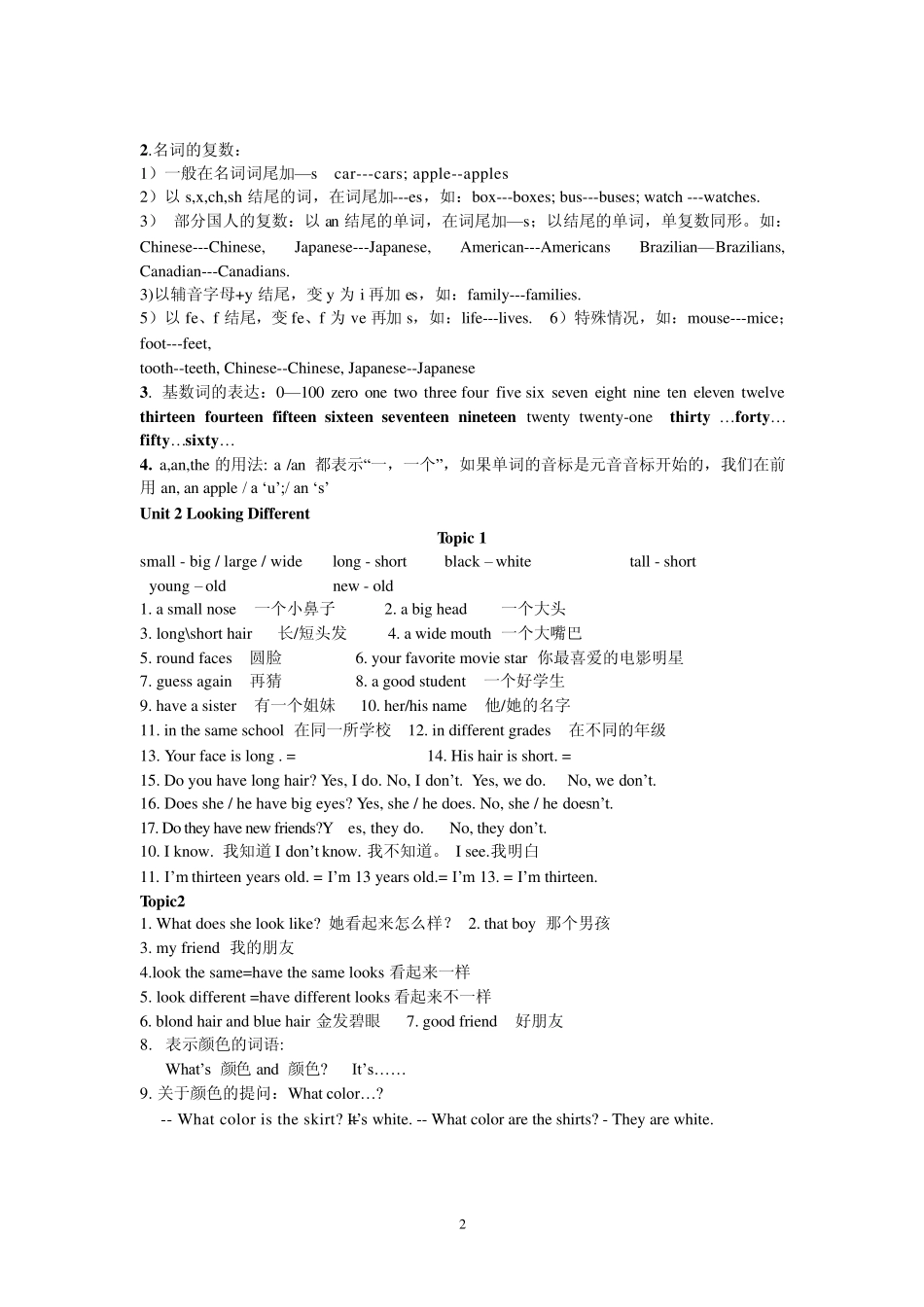 仁爱版英语七～九年级总复习笔记_第2页