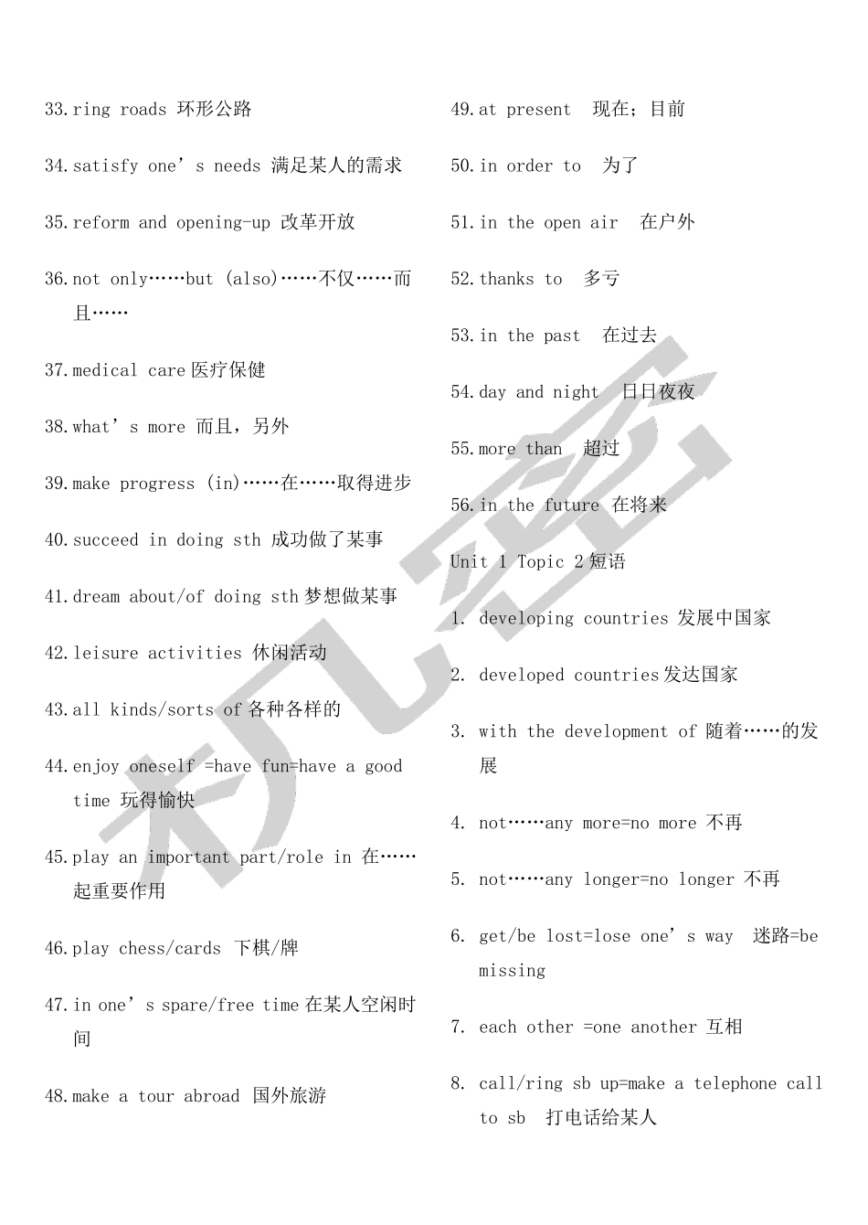 仁爱版英语九年级上册词组汇总_第3页
