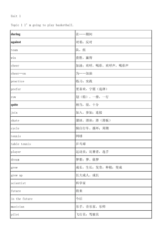 仁爱版英语八年级上册单词表