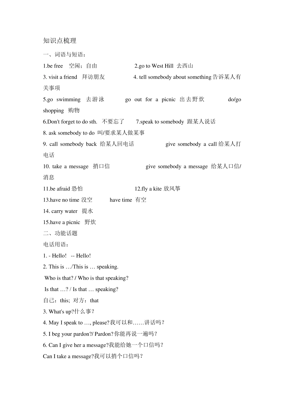 仁爱英语七年级上册Unit4,topic2知识点讲解及随堂练习_第1页