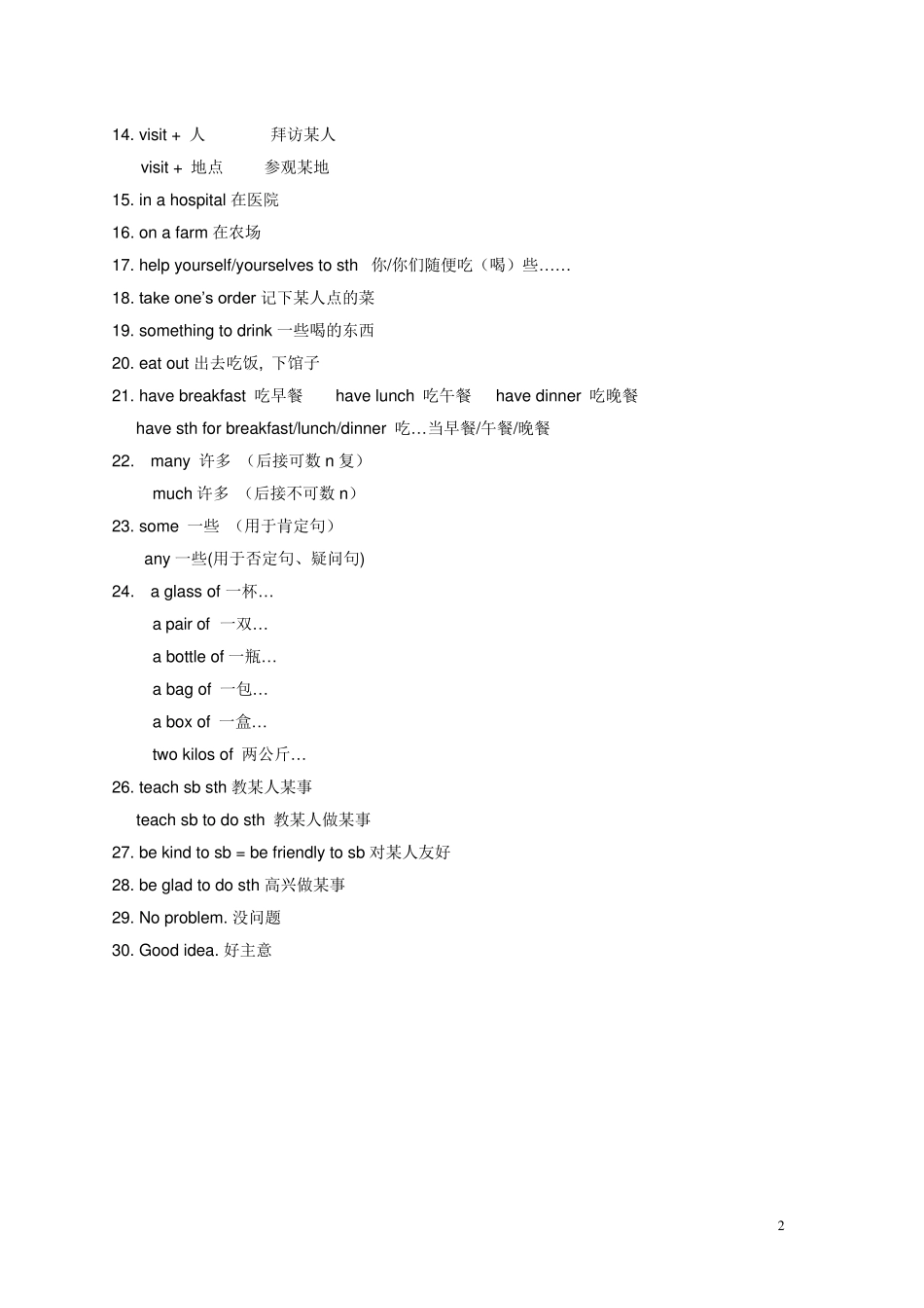 仁爱英语七年级上册短语汇总_第2页