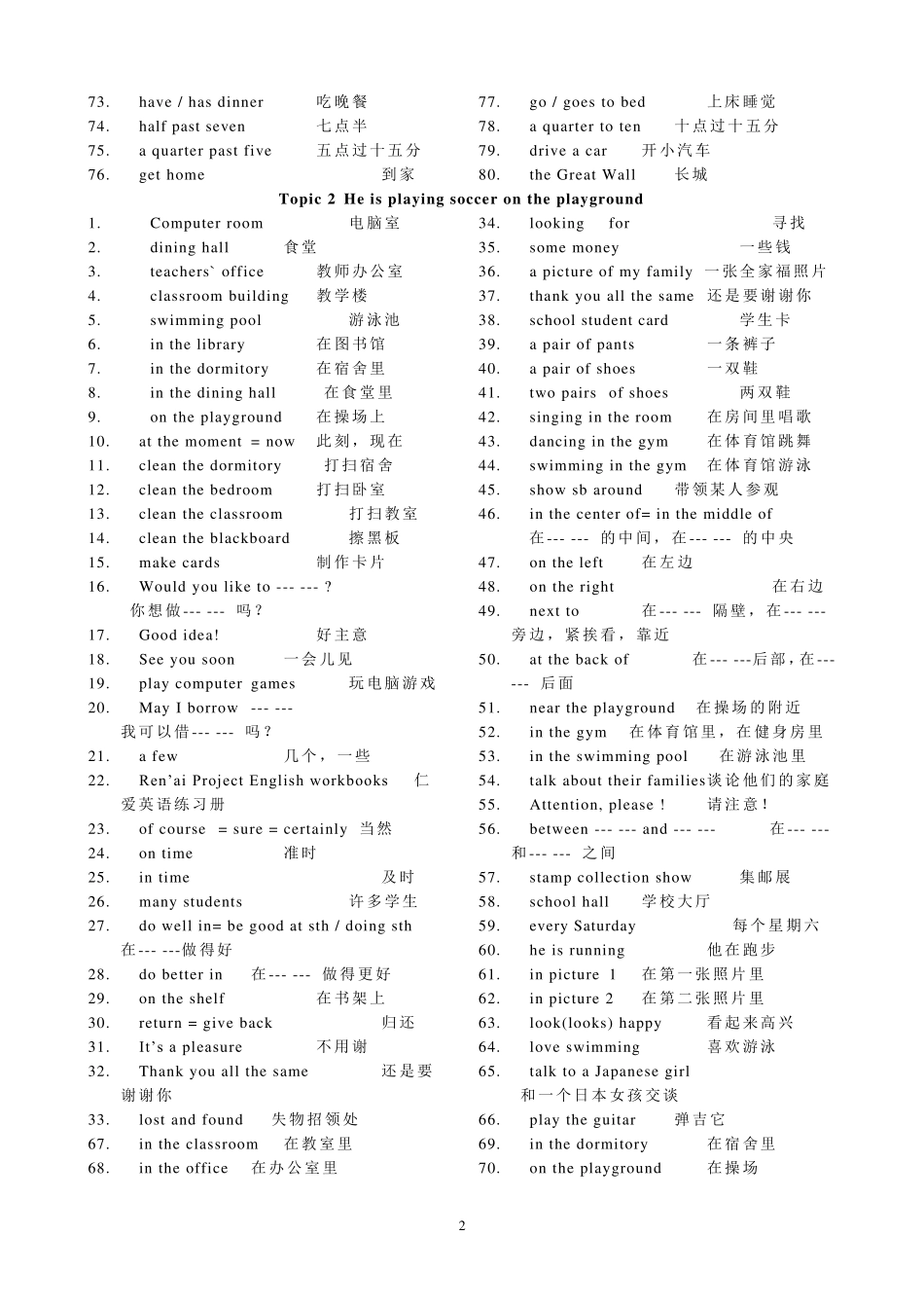 仁爱英语七年级下册词组归纳_第2页