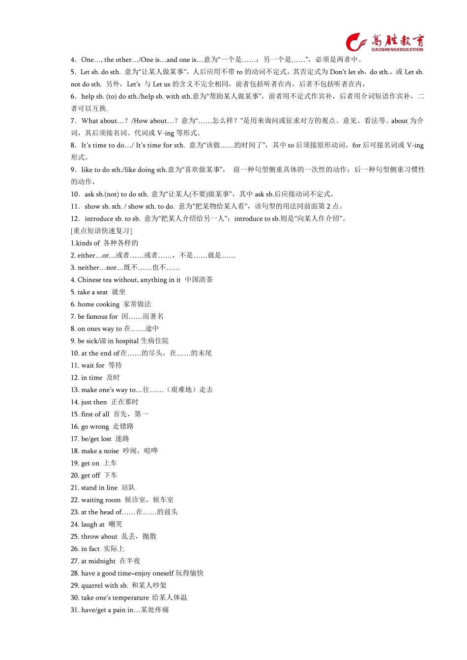 仁爱英语中考重点句型与短语集锦_第2页