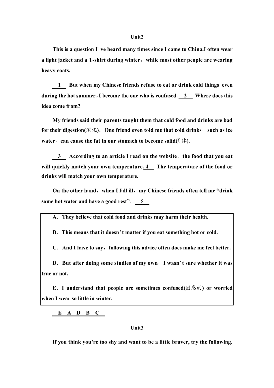 仁爱英语八年级下五选五阅读理解专项训练(半期版)_第2页