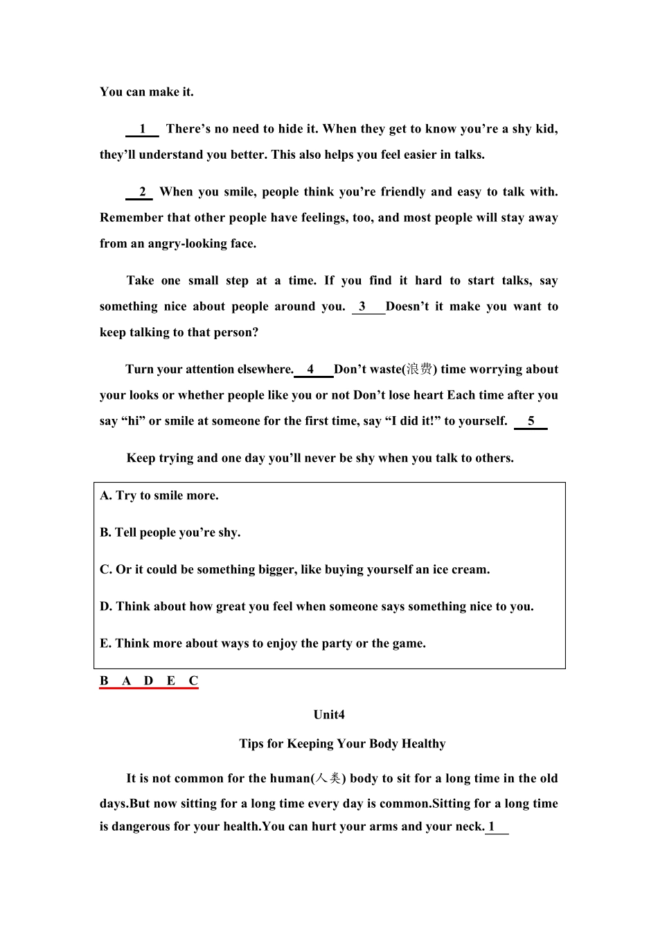 仁爱英语八年级下五选五阅读理解专项训练(半期版)_第3页