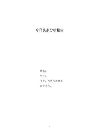 今日头条分析报告
