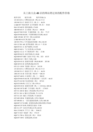 从上海大众4S店的网站拷过来的配件价格