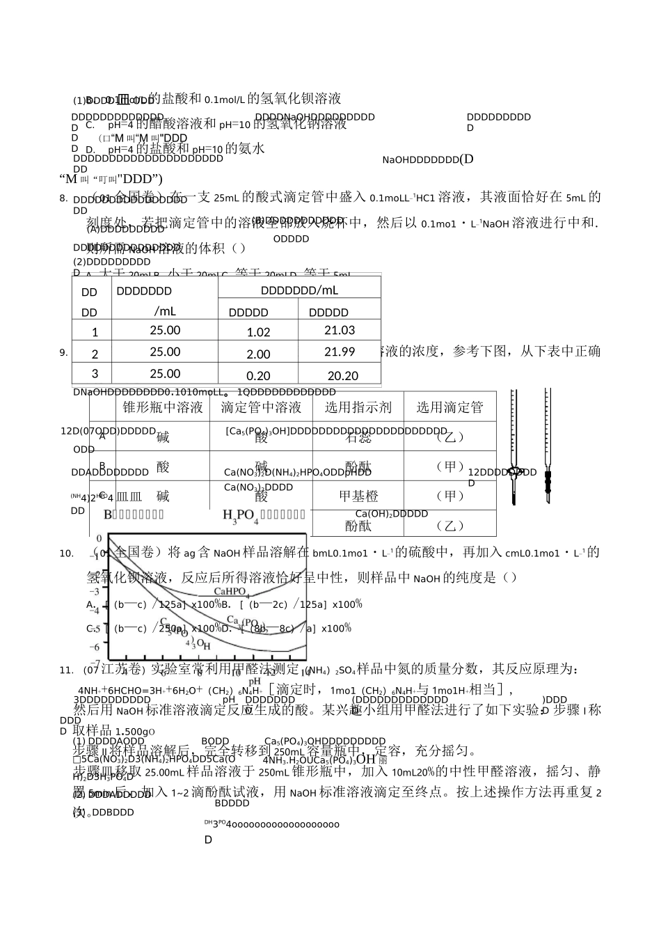 新课标高考化学专题复习 酸碱中和滴定测试题_第3页