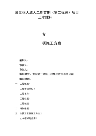 止水螺杆专项方案