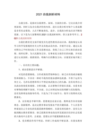 2021自我剖析材料
