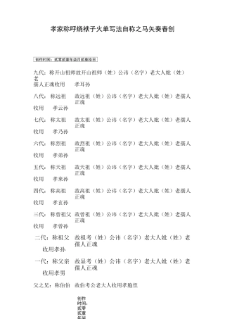 中元节(七月半)最全写包称呼及相关要求