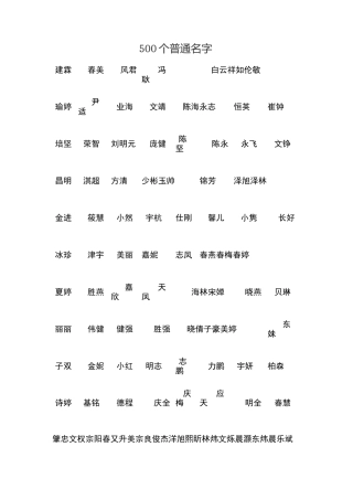 500个普通人名