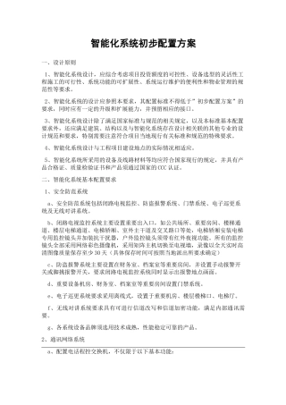 智能化系统配置项目及要求