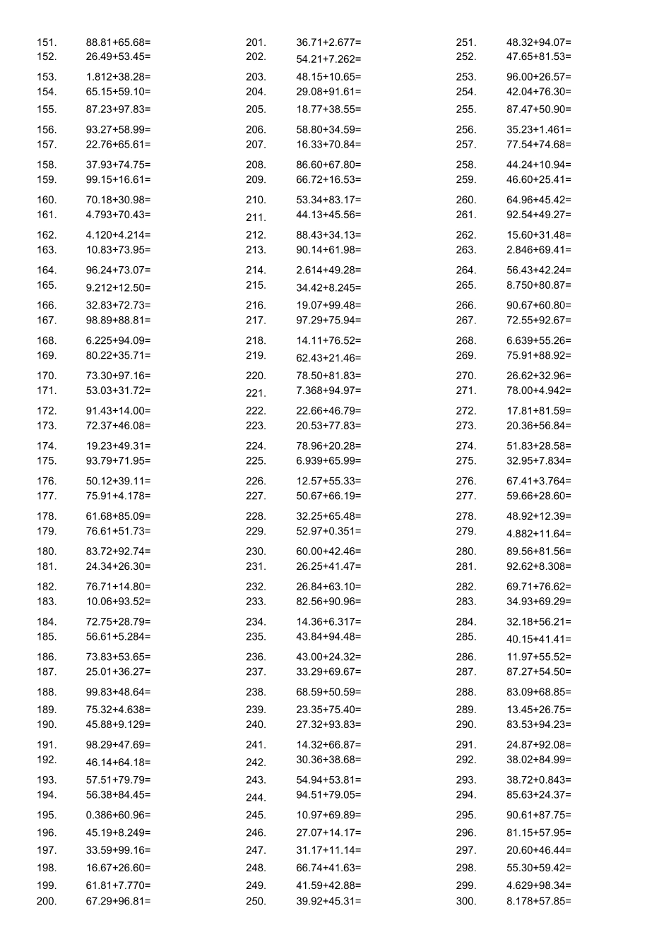 小学四年级 小数加法口算计算题 780题 附答案 可直接打印_第3页
